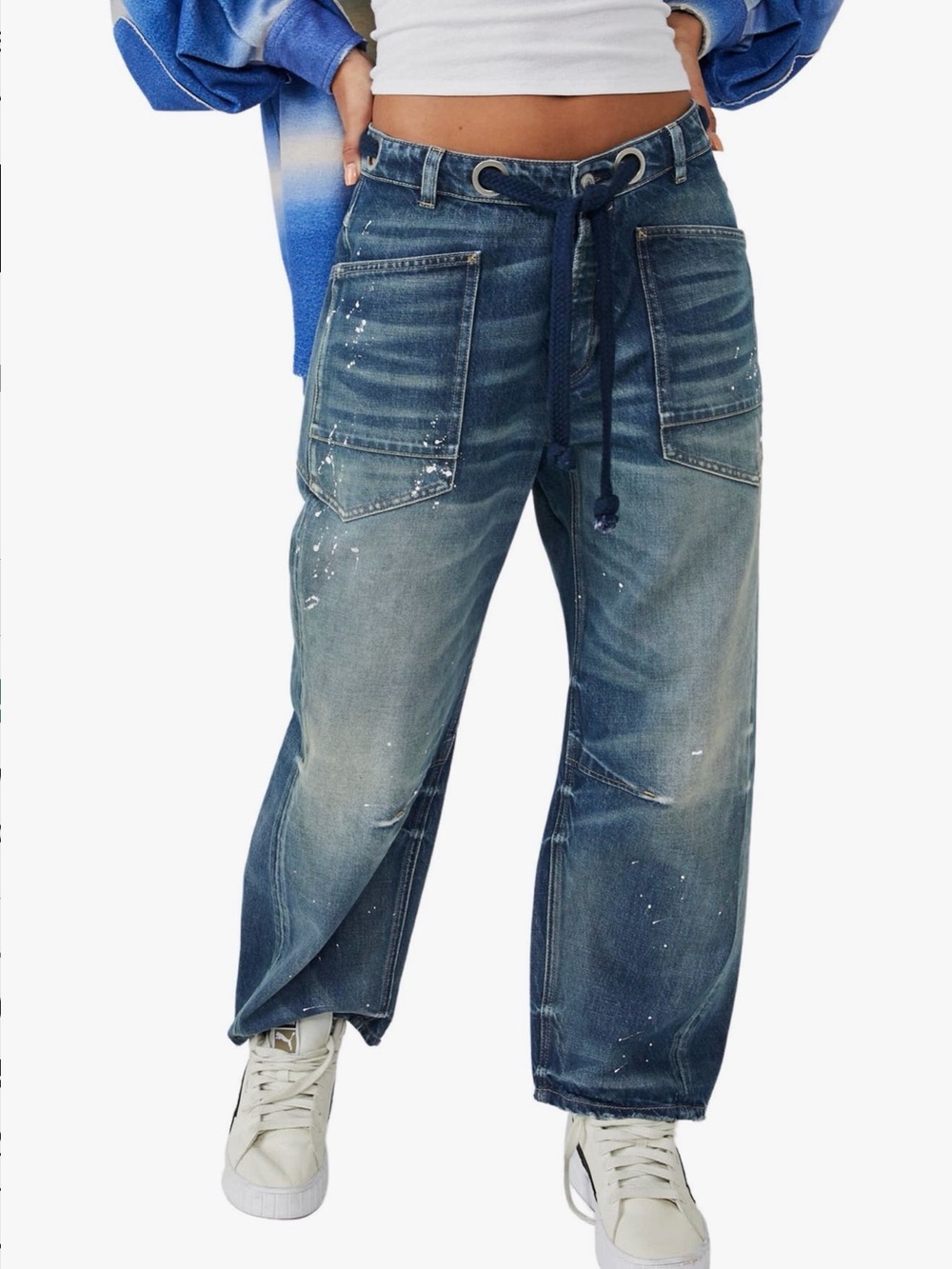 free people / moxie barrel jeans / timeless blue / size 29